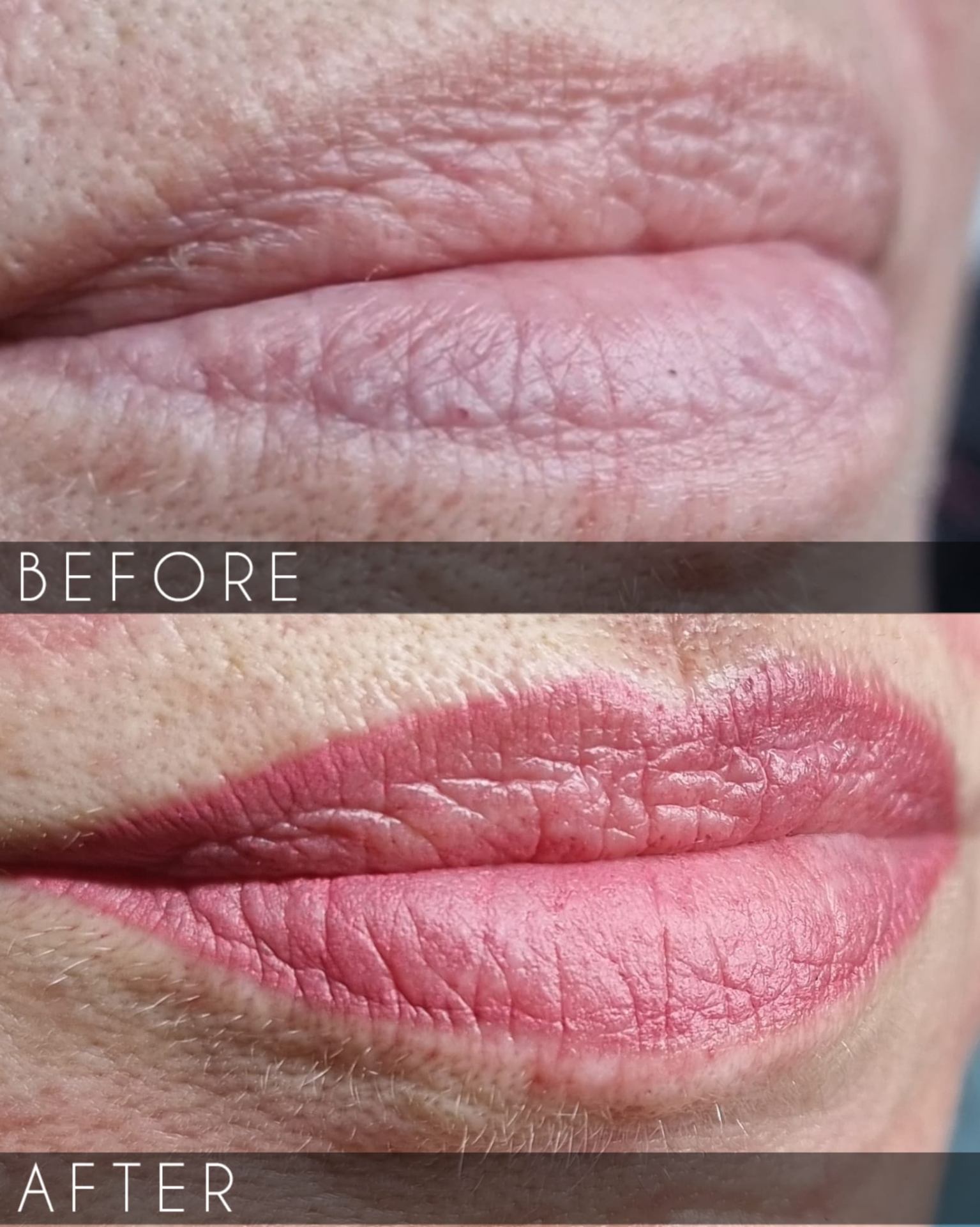 Permanentní makeup rtů - před a po